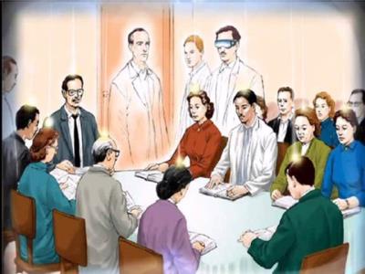 Ilustração de uma reunião mediúnica